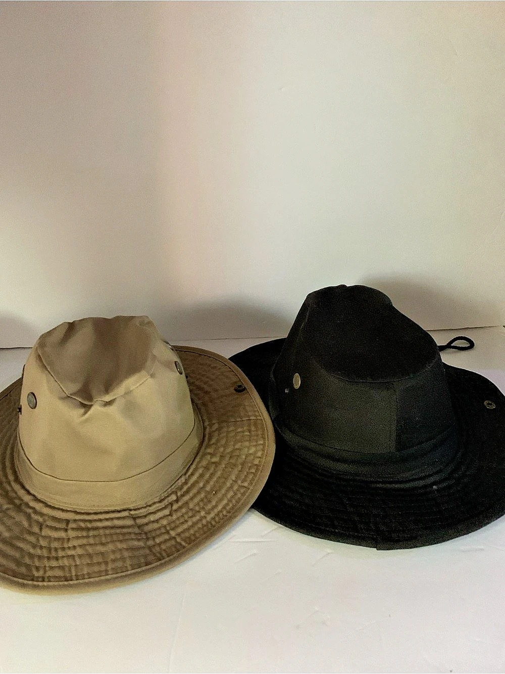 Country Leather Safari Bucket Hats Black & Tan